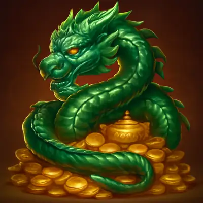 Een jade draak kronkelt zich om goud in Dragon's Bonanza.