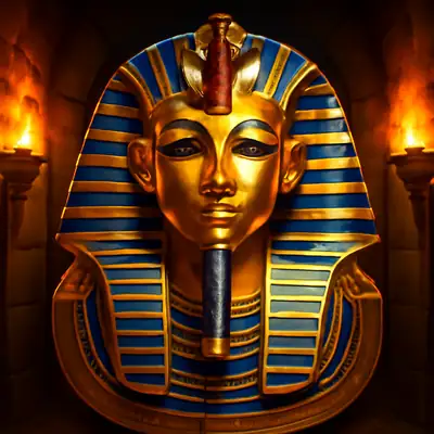 Een gouden farao-masker met lapis lazuli in Le Pharaoh.